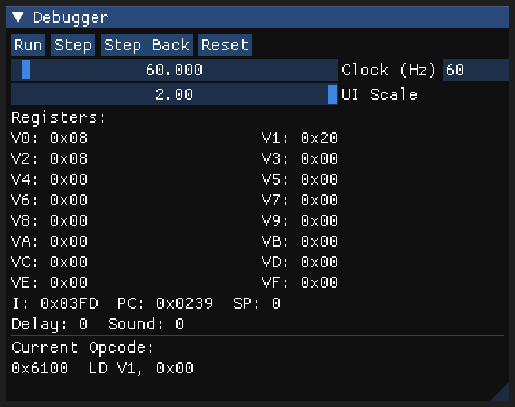 Disassembly panel with current instruction