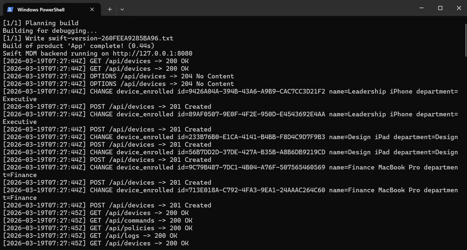 MDM Simulator backend