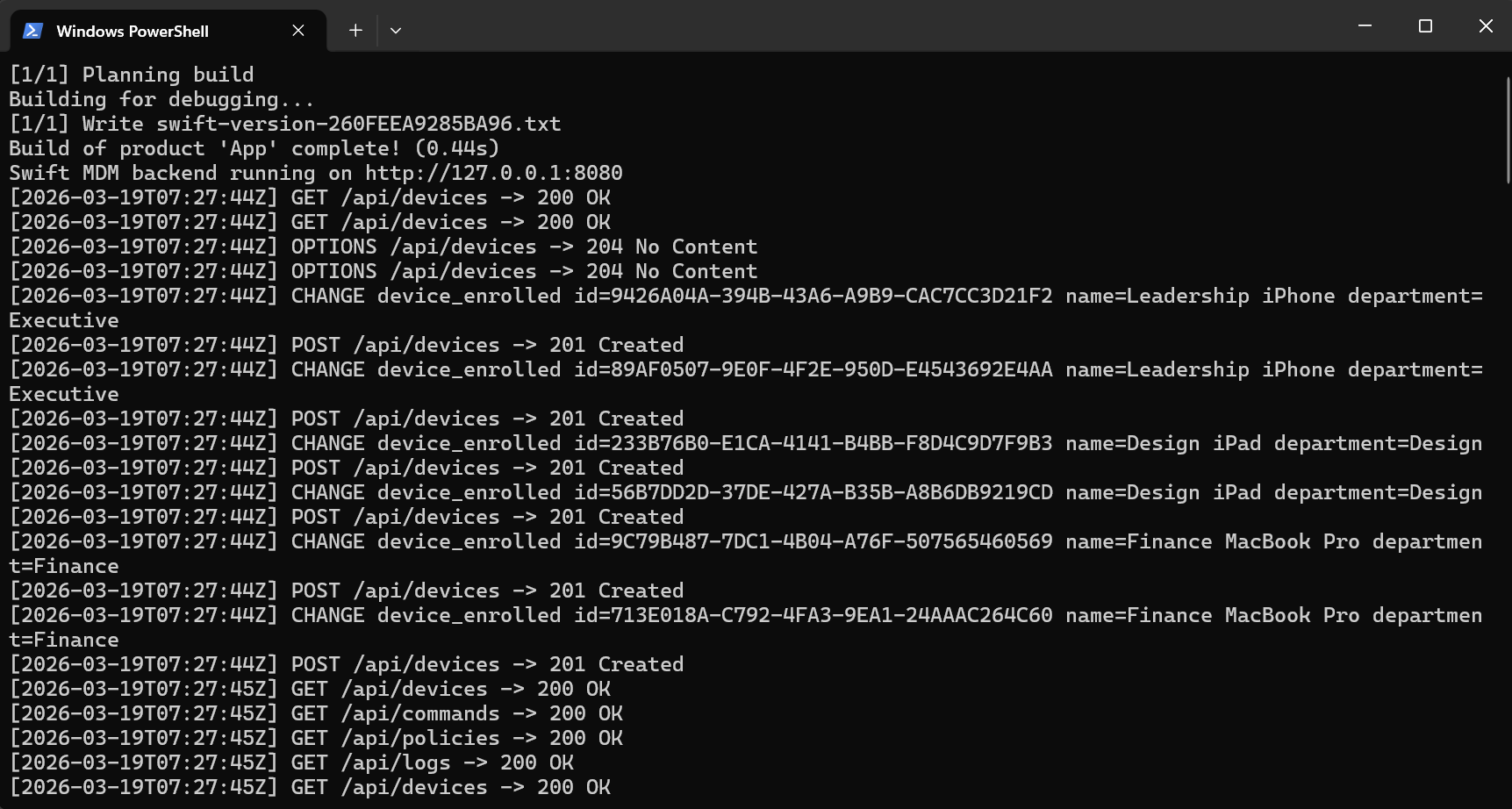 MDM Simulator backend